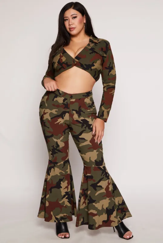 Plus Size Camo Hyperstretch Bell Bottom Pants sold by Rainbow