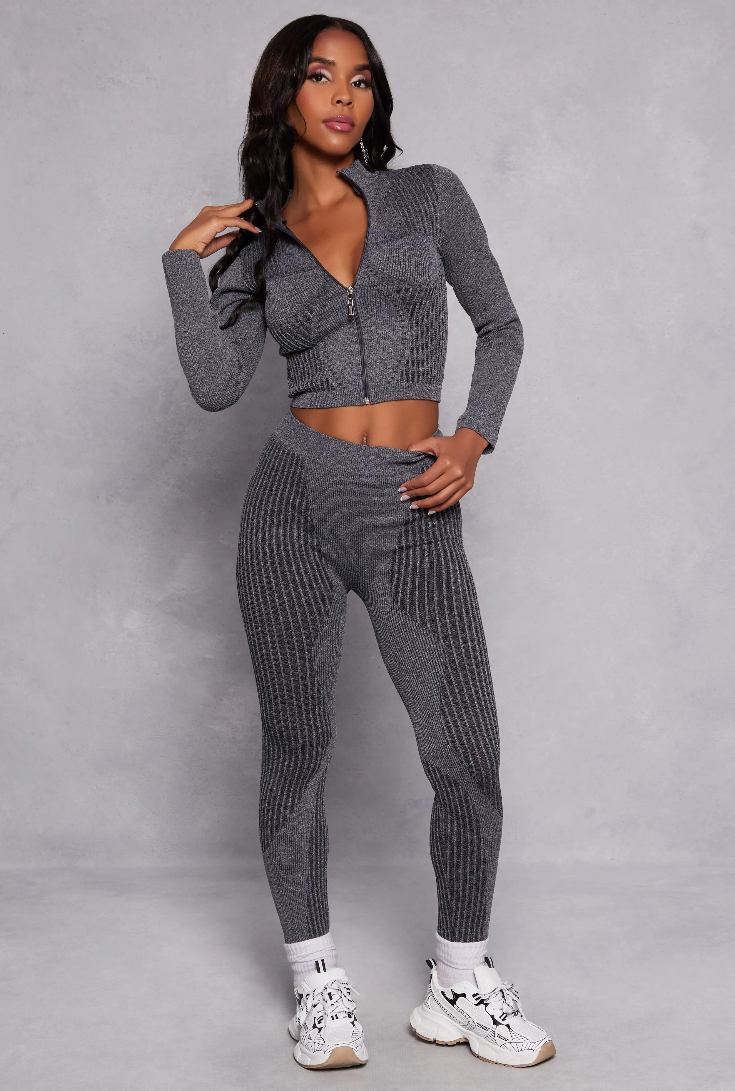 Seamless Laser Cut Detail Cropped Track Jacket sold by Rainbow product image thumbnail 2