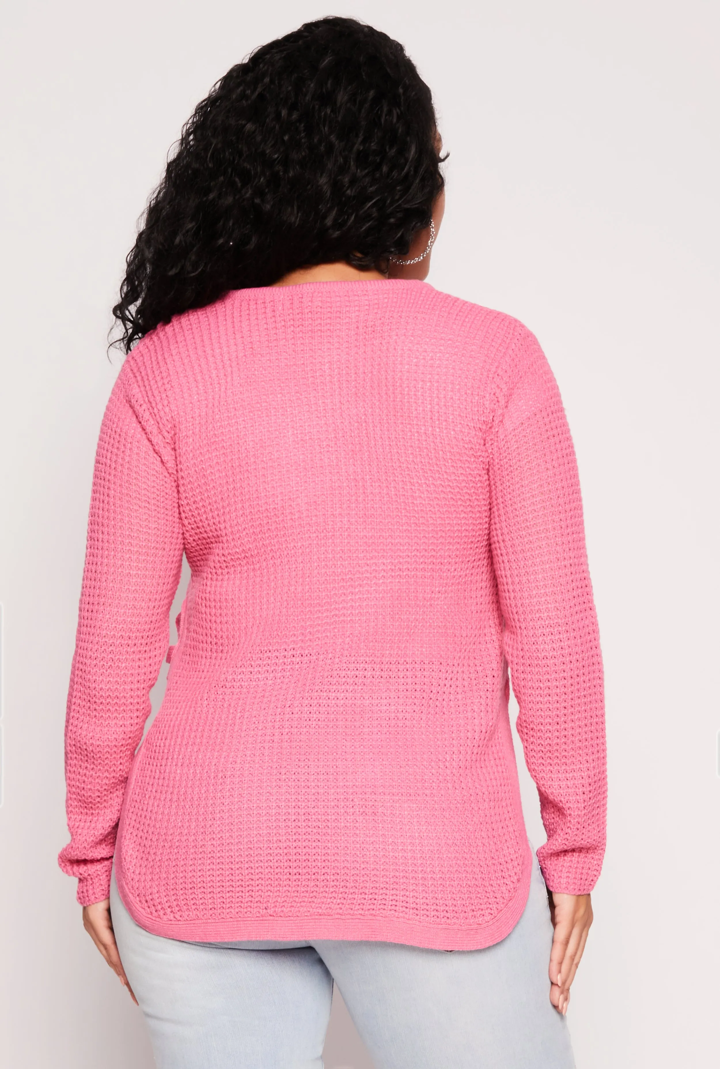 Plus Size Waffle Knit Caged Side Sweater sold by Rainbow product image thumbnail 3