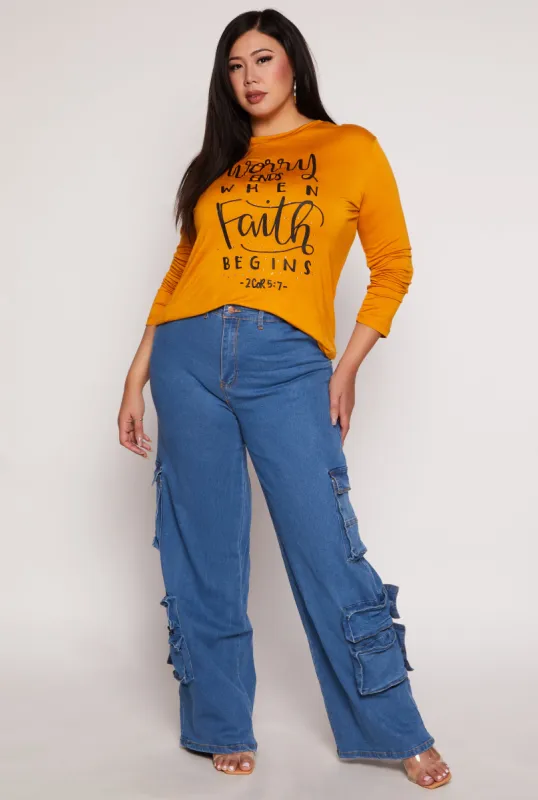 Plus Size Daisy Wide Leg Cargo Jeans sold by Rainbow