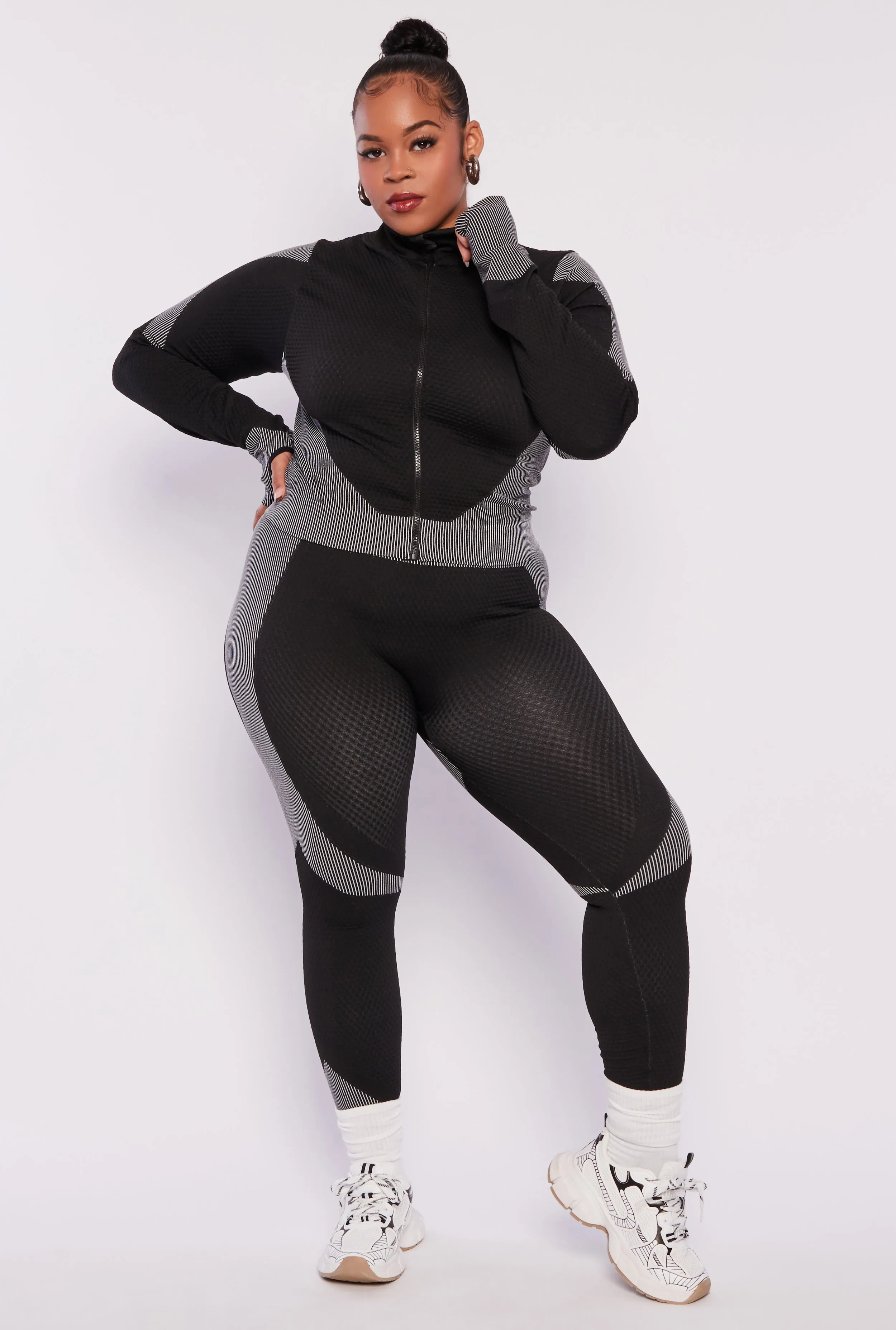 Plus Size Seamless Two Tone Track Jacket sold by Rainbow product image thumbnail 2