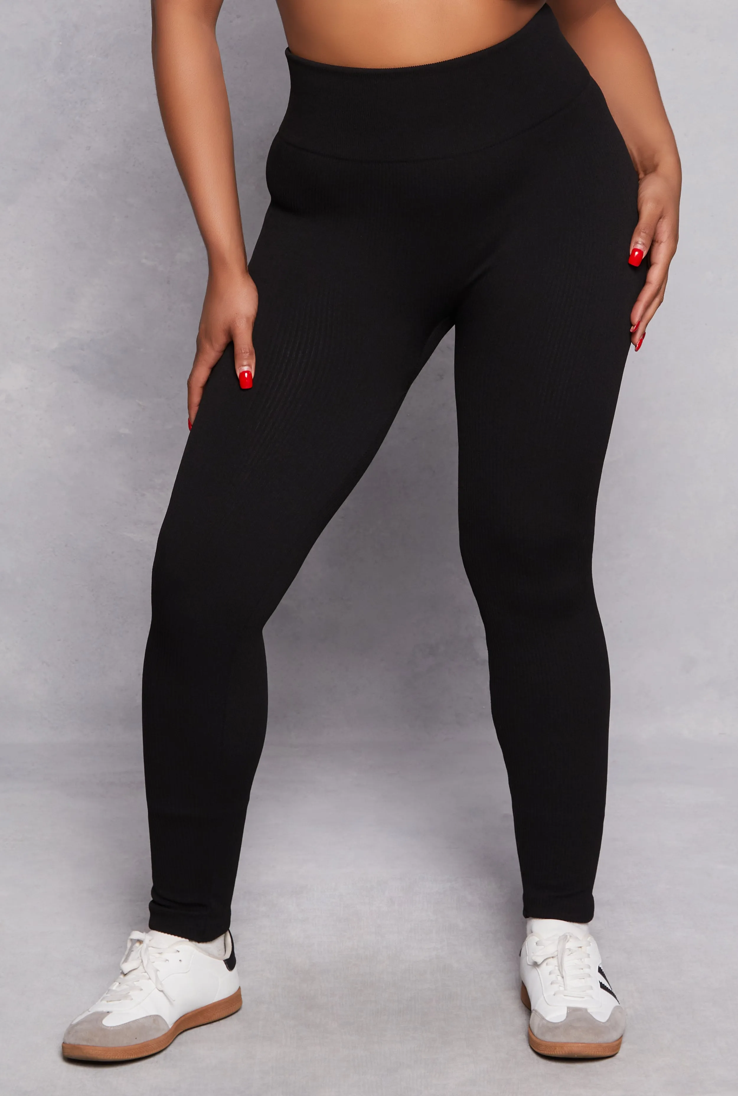 Plus Size Seamless Rib Knit High Waisted Leggings sold by Rainbow product image thumbnail 2