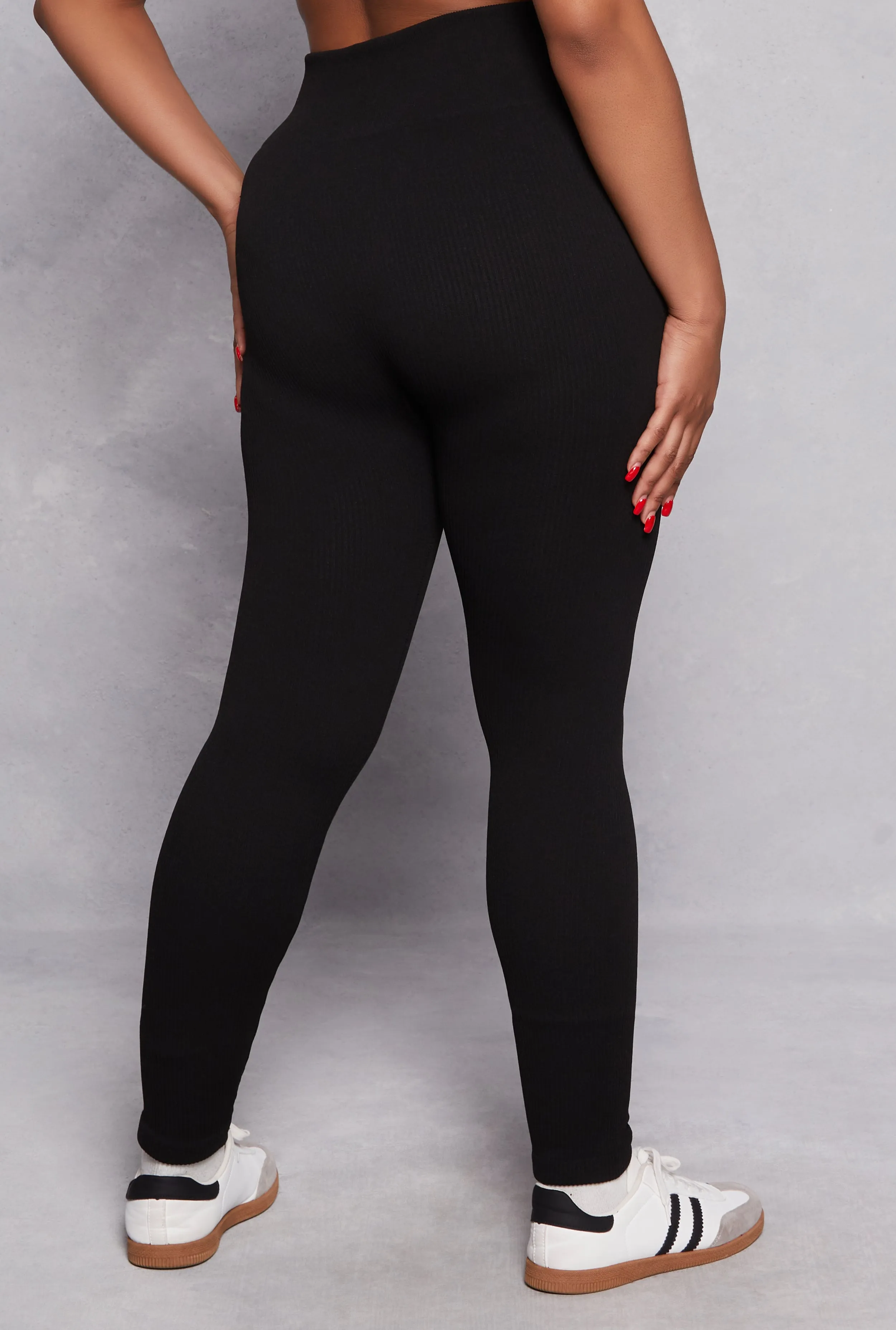 Plus Size Seamless Rib Knit High Waisted Leggings sold by Rainbow product image thumbnail 3