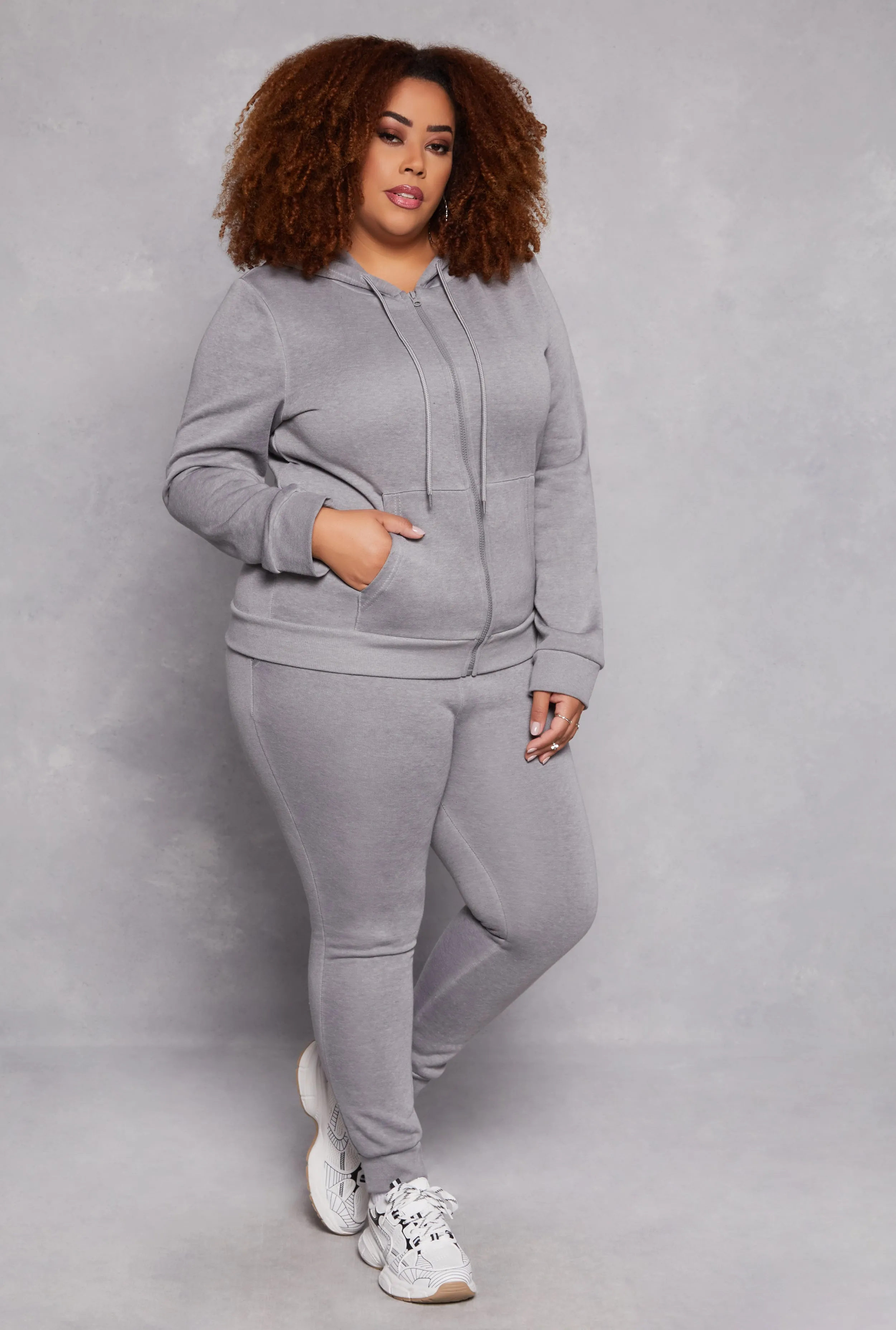 Plus Size Fleece Zip Front Hoodie sold by Rainbow product image thumbnail 2