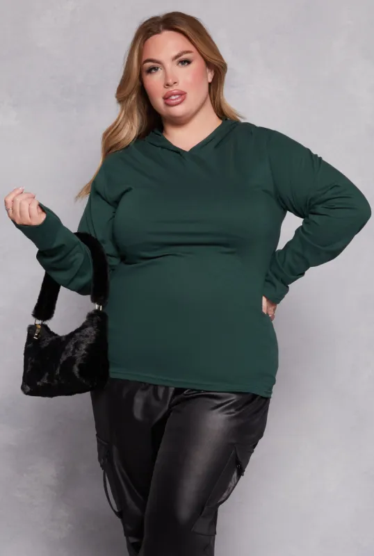 Plus Size Long Sleeve Hooded Top sold by Rainbow