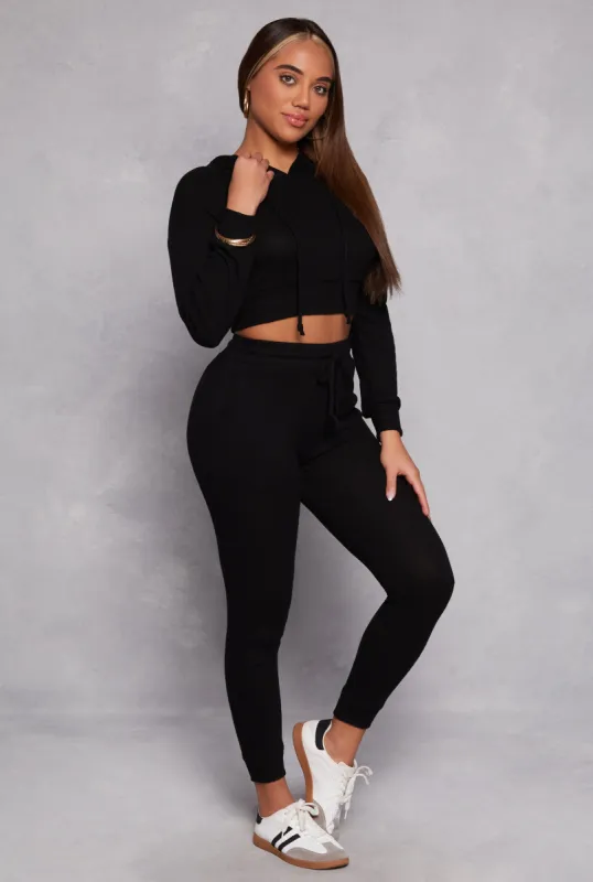 Brushed Knit Drawstring High Waisted Joggers sold by Rainbow