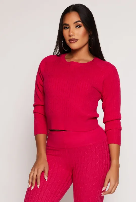 Daisy Cable Knit Cropped Sweater sold by Rainbow