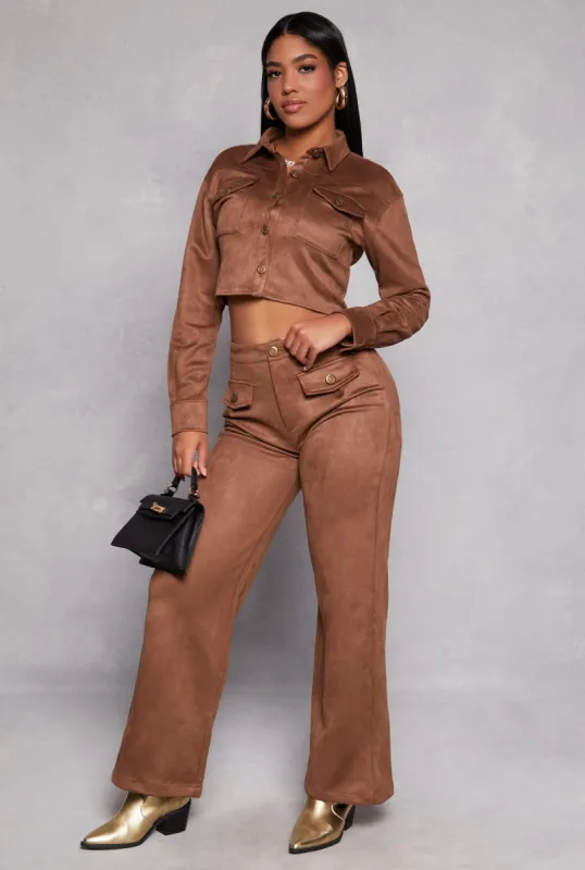 Faux Suede Wide Leg Pants sold by Rainbow
