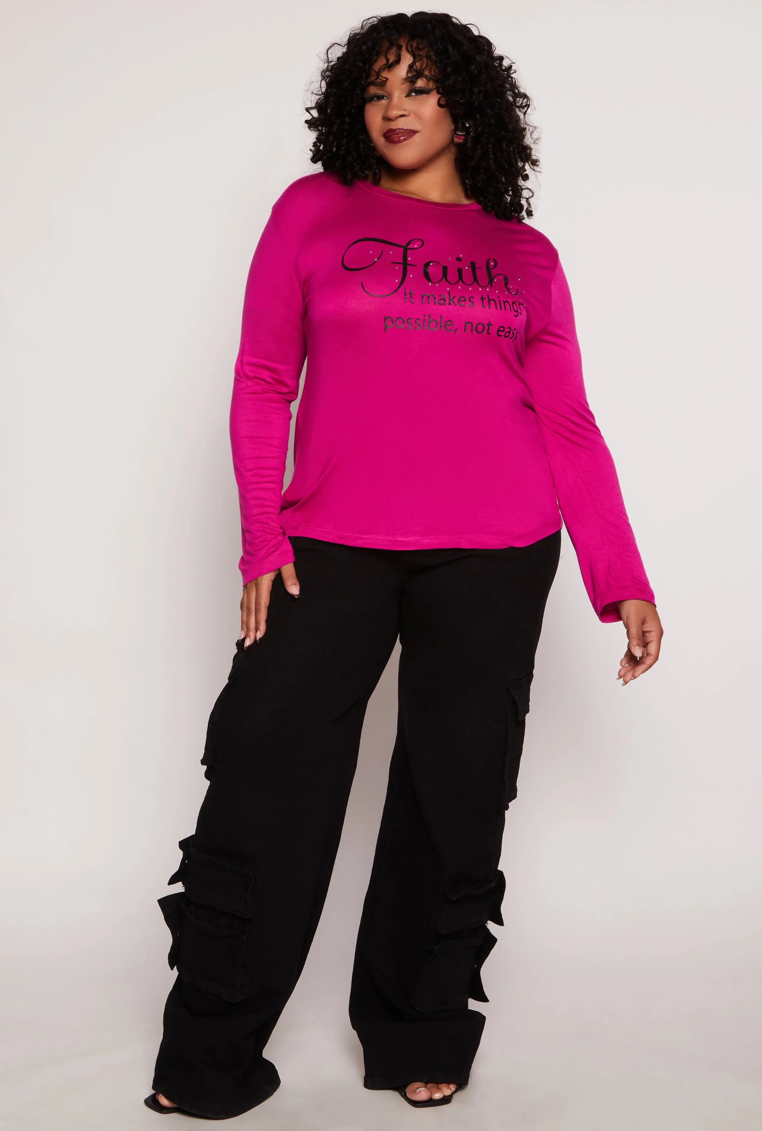Plus Size Faith Rhinestone Graphic Tee sold by Rainbow product image thumbnail 2