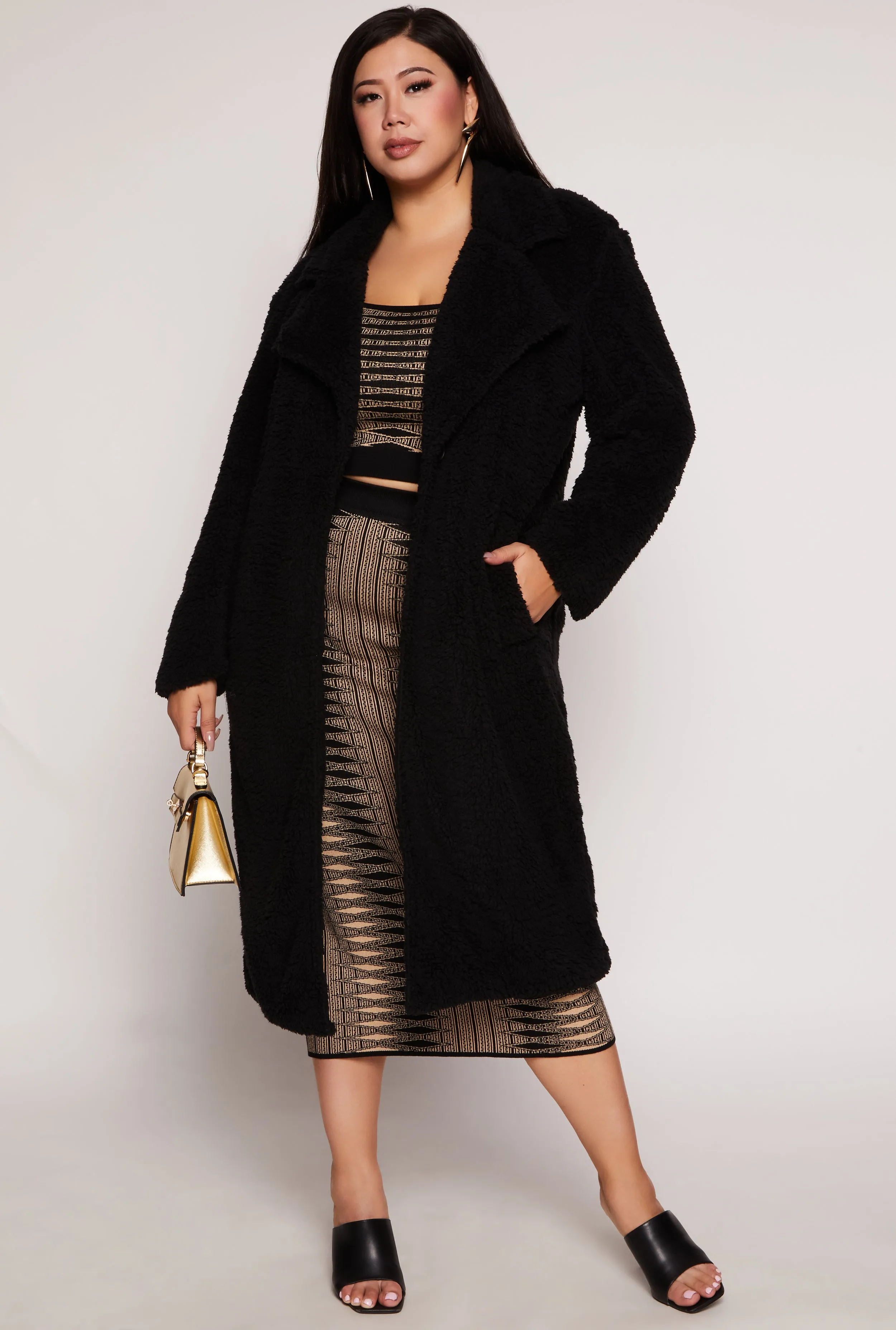 Plus Size Sherpa Teddy Coat sold by Rainbow