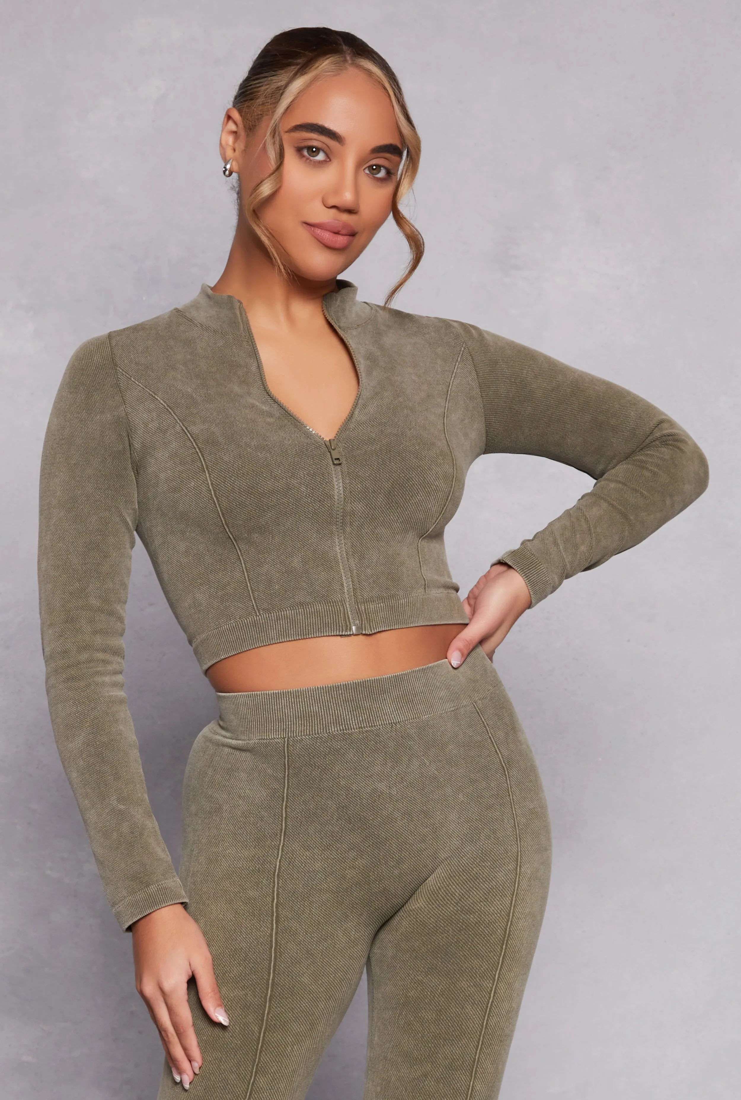 Compression Rib Seamless Zip Front Track Jacket sold by Rainbow