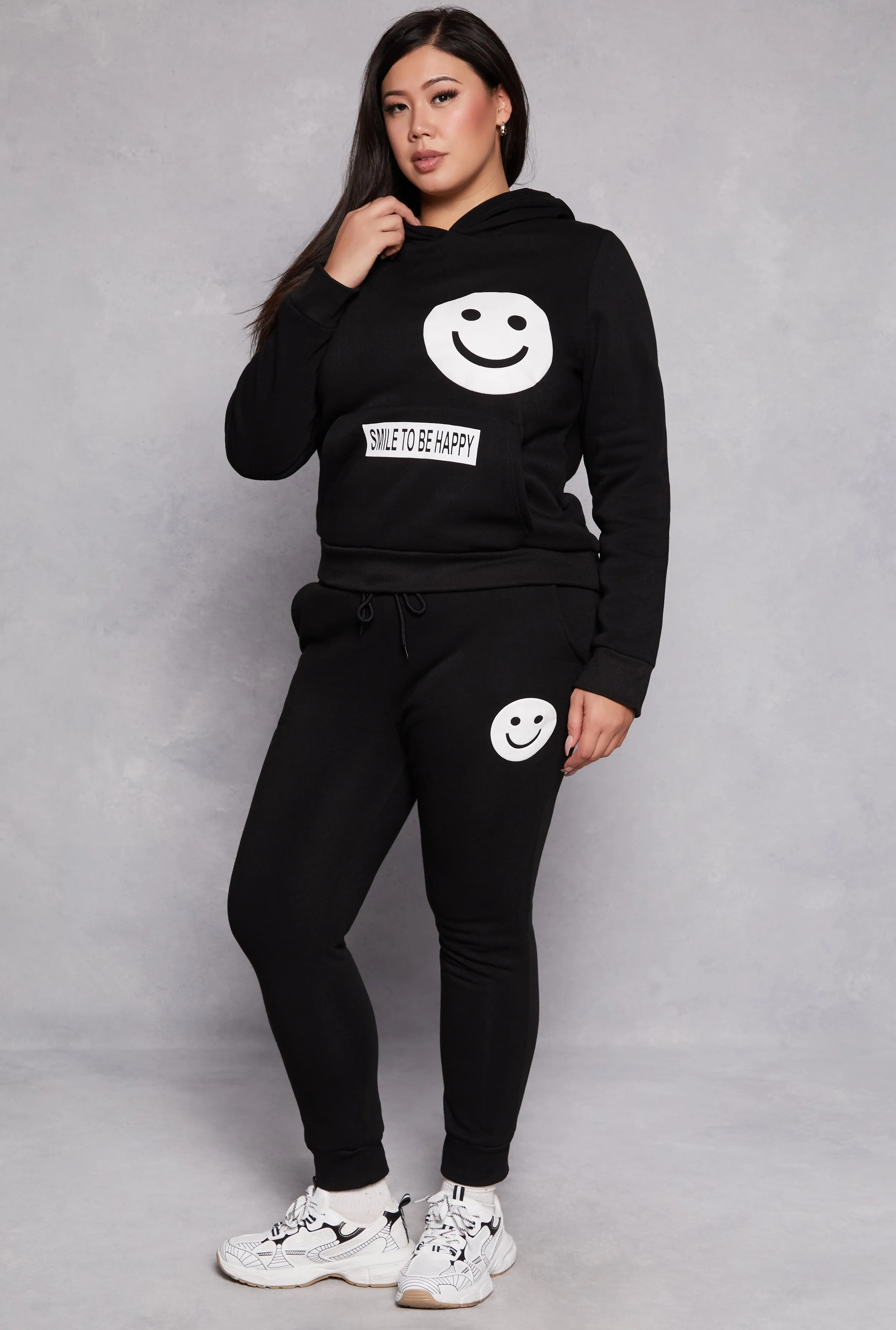 Plus Size Smile Face Graphic Joggers sold by Rainbow