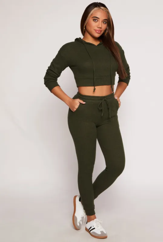 Brushed Knit Drawstring High Waisted Joggers sold by Rainbow