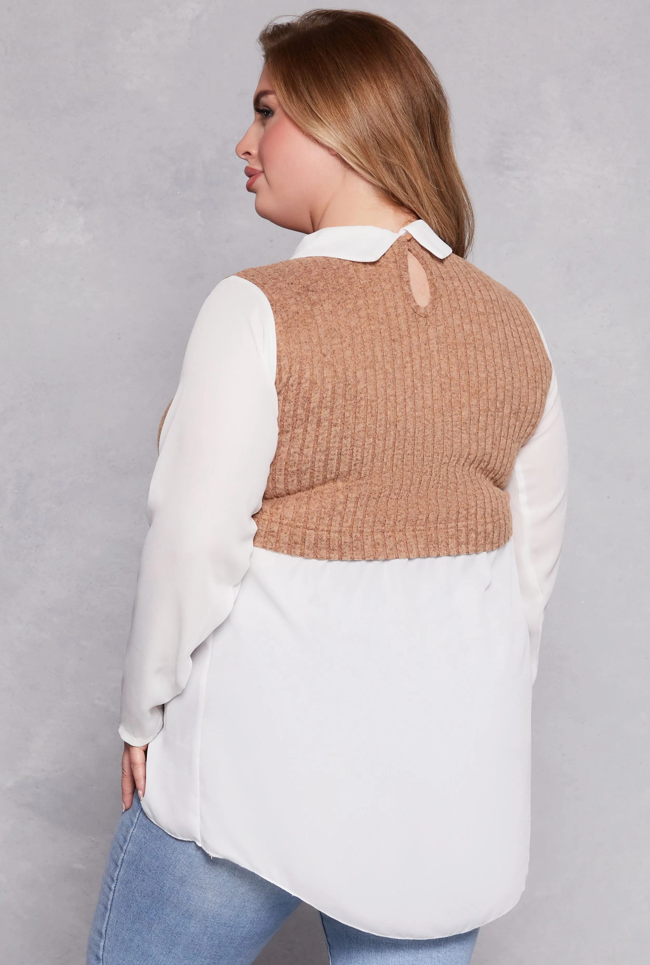 Plus Size Brushed Knit Sweater Vest Blouse sold by Rainbow product image thumbnail 3