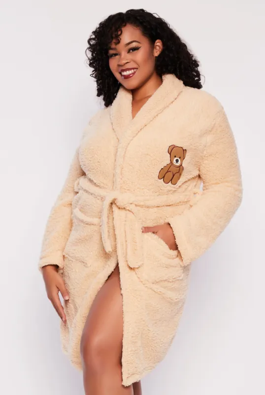 Bear Embroidered Sherpa Robe sold by Rainbow