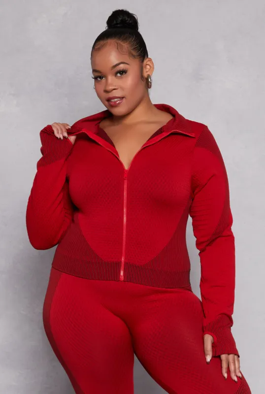 Plus Size Seamless Two Tone Track Jacket sold by Rainbow