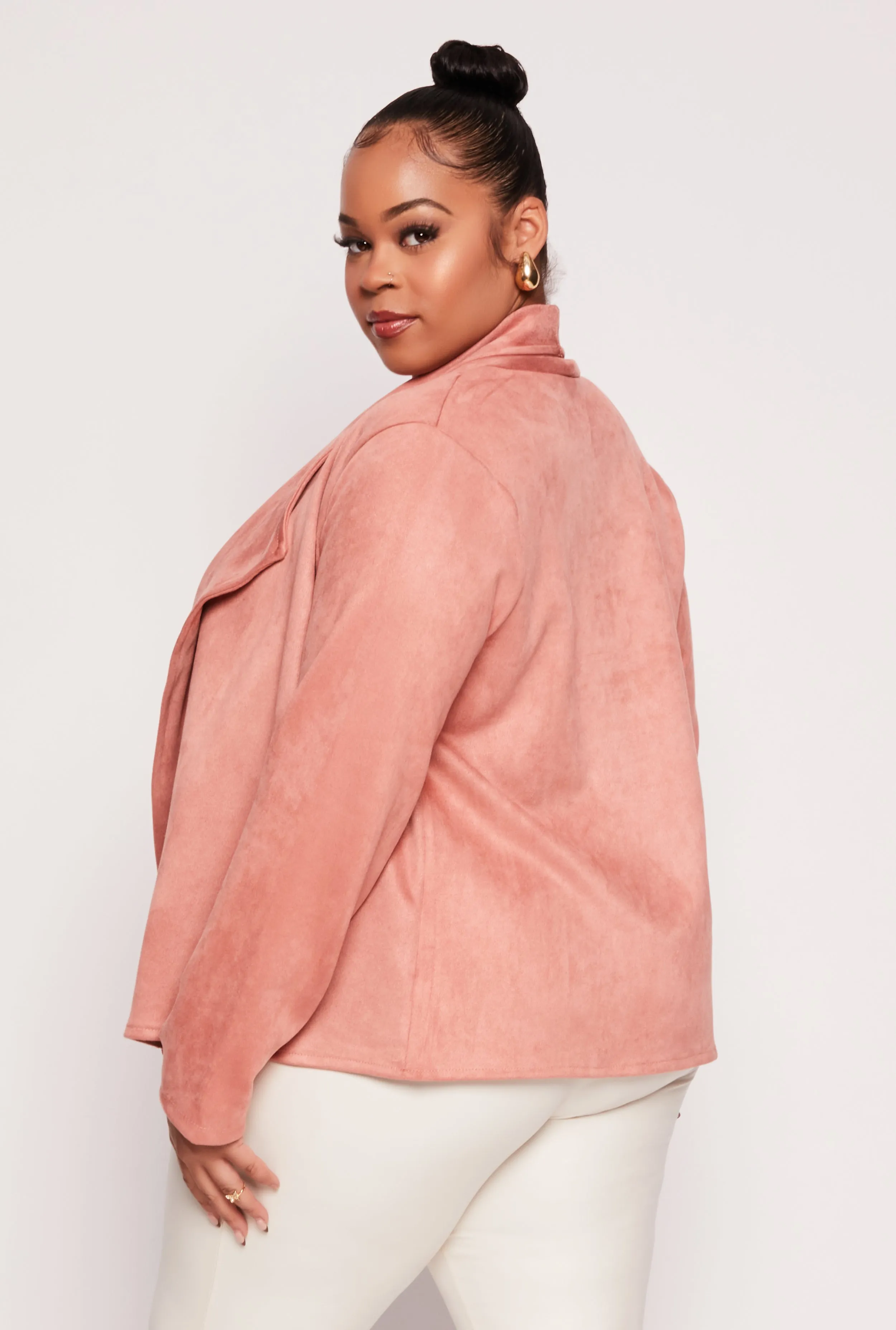 Plus Size Faux Suede Open Front Blazer sold by Rainbow product image thumbnail 3