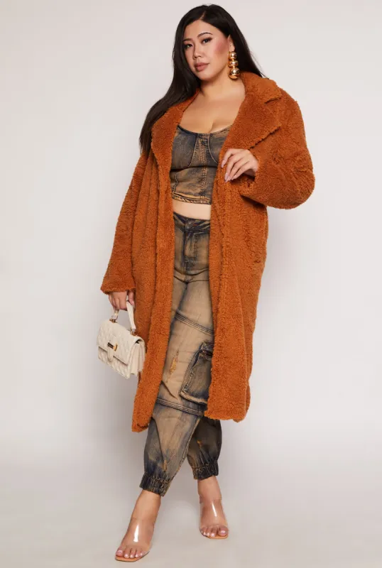 Plus Size Sherpa Teddy Coat sold by Rainbow