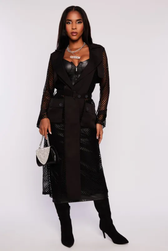 Fishnet Belted Wrap Coat sold by Rainbow