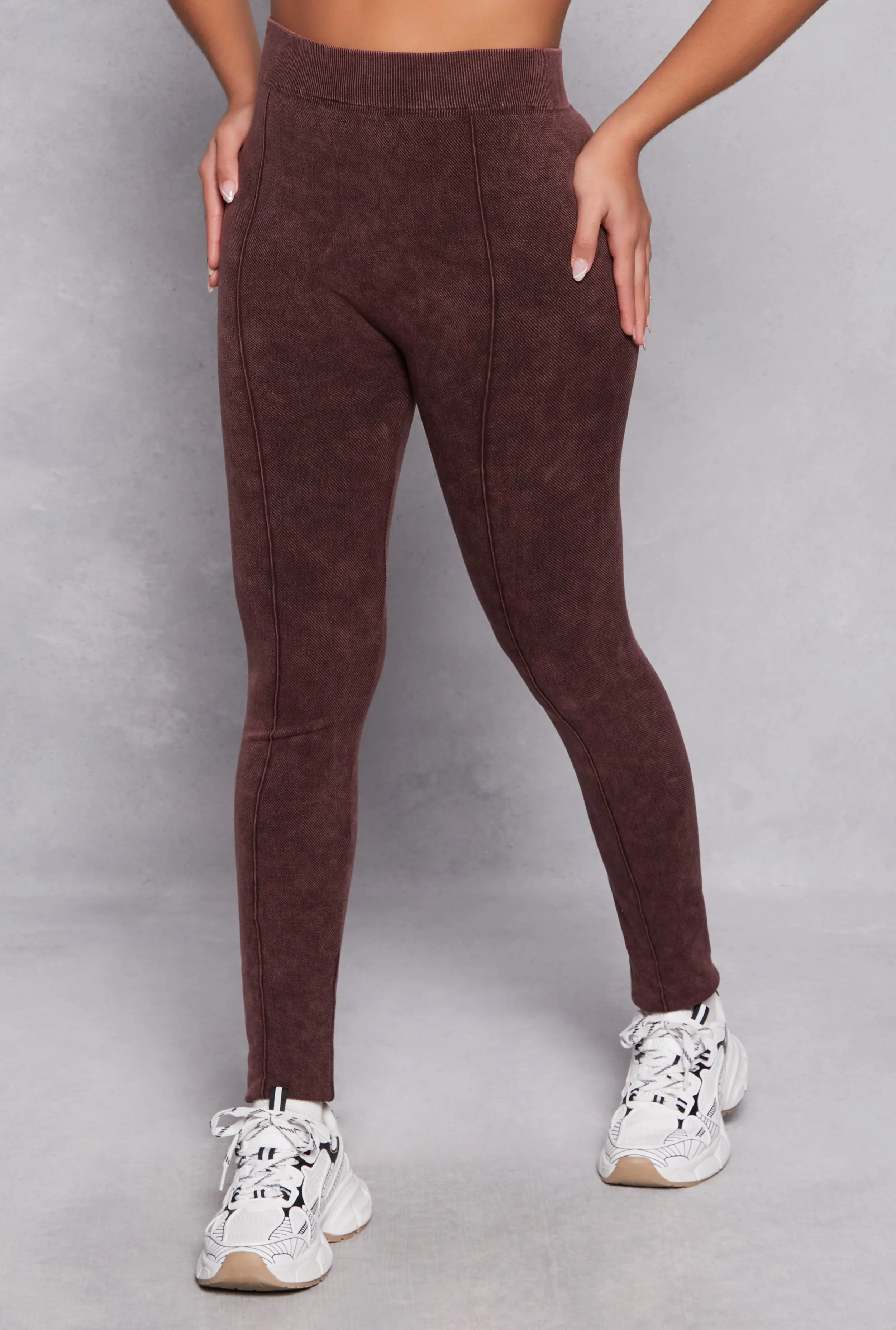 Seamless Ribbed Pintuck High Waist Leggings sold by Rainbow product image thumbnail 2