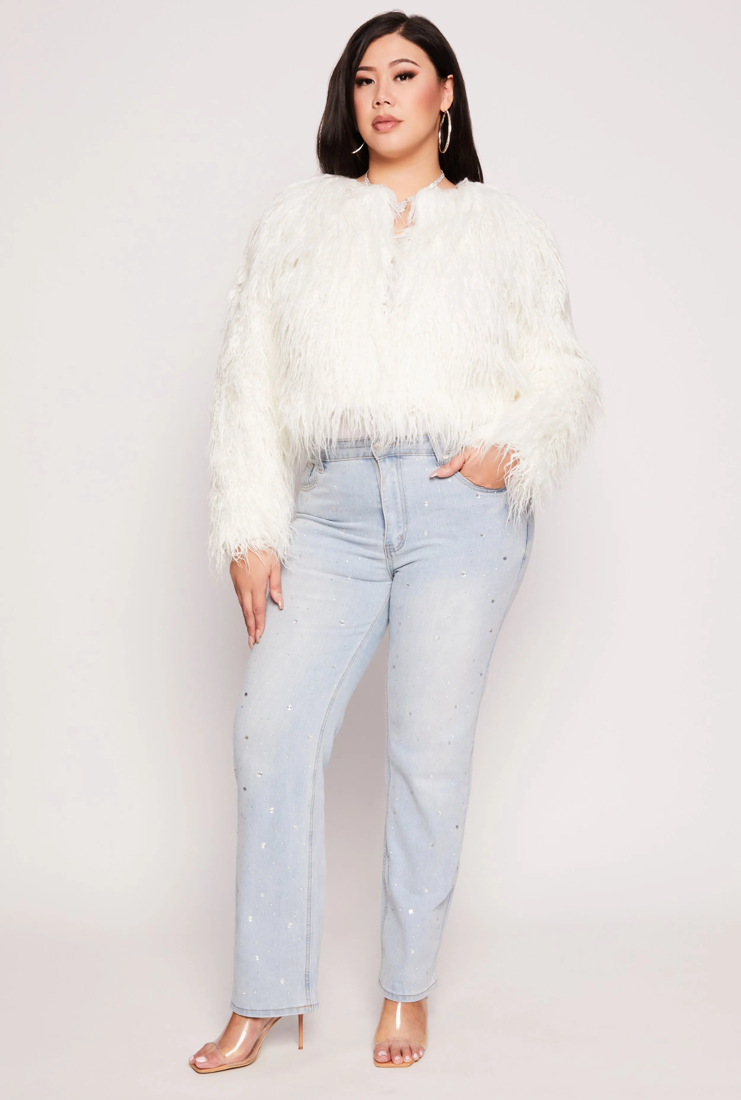 Plus Size Shaggy Faux Fur Jacket sold by Rainbow product image thumbnail 2
