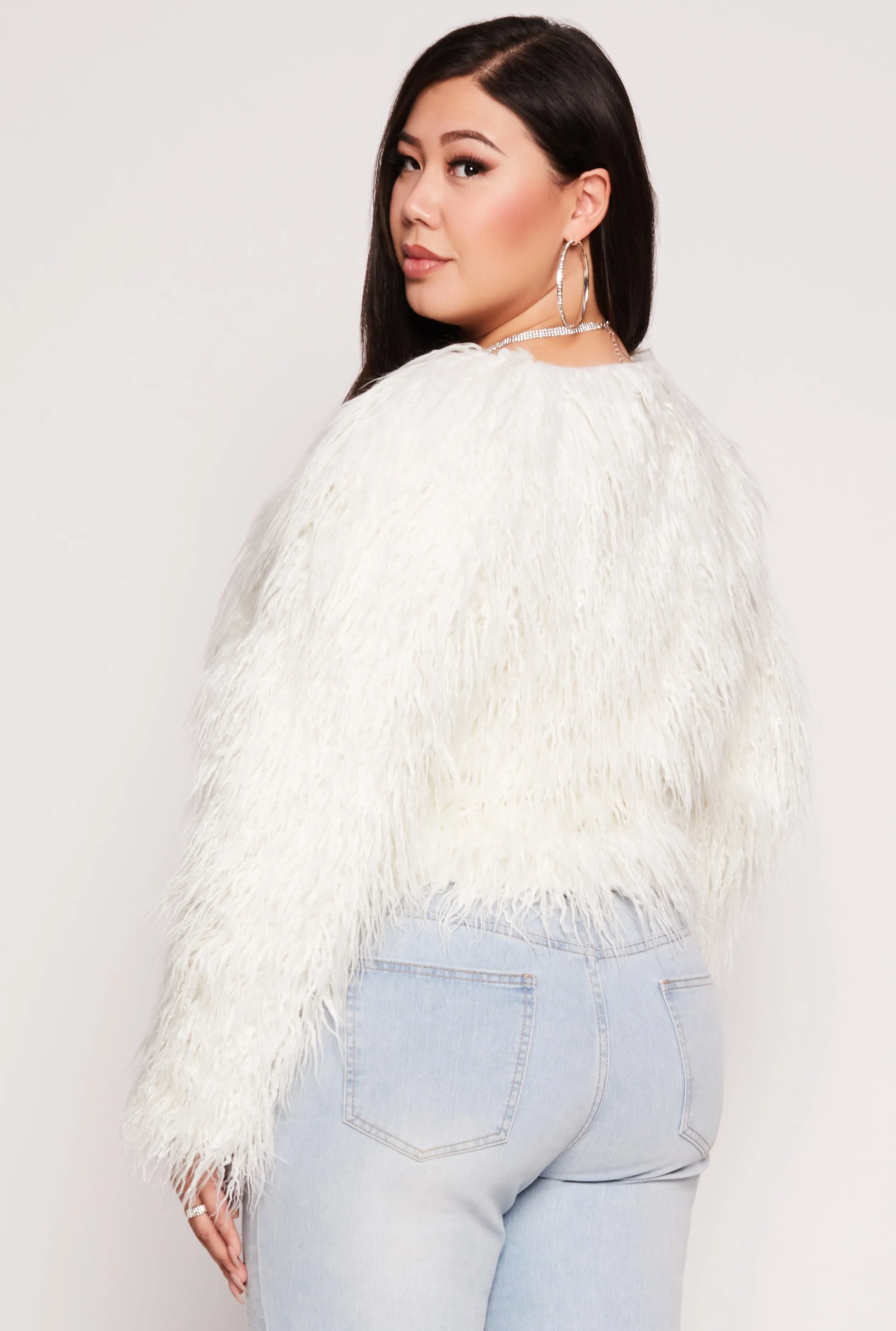 Plus Size Shaggy Faux Fur Jacket sold by Rainbow product image thumbnail 3
