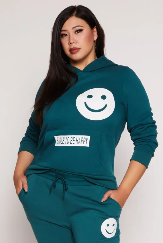 Plus Size Smile To Be Happy Hoodie sold by Rainbow