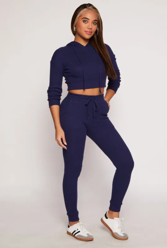 Brushed Knit Drawstring High Waisted Joggers sold by Rainbow