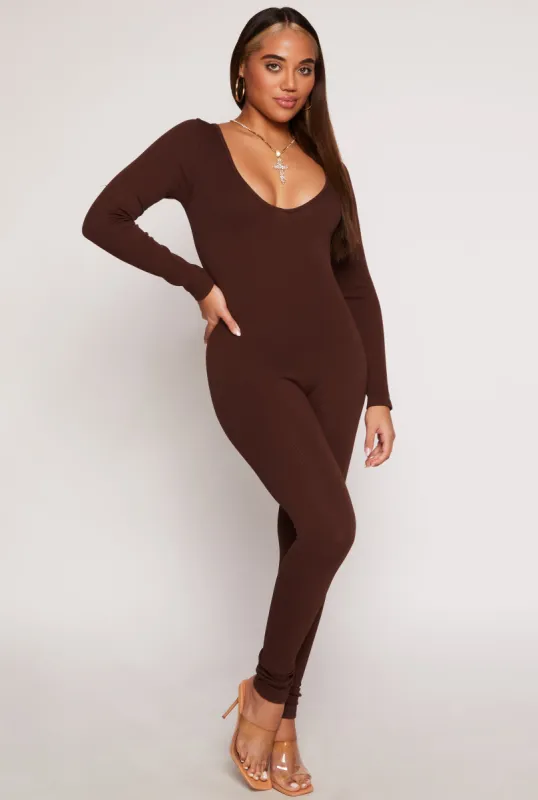 Ribbed Knit Lace Up V Back Catsuit sold by Rainbow