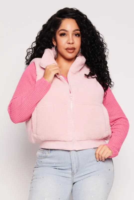 Plus Size Almost Famous Sherpa Vest sold by Rainbow