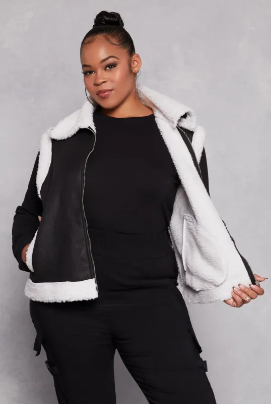 Plus Size Almost Famous Faux Suede Vest sold by Rainbow