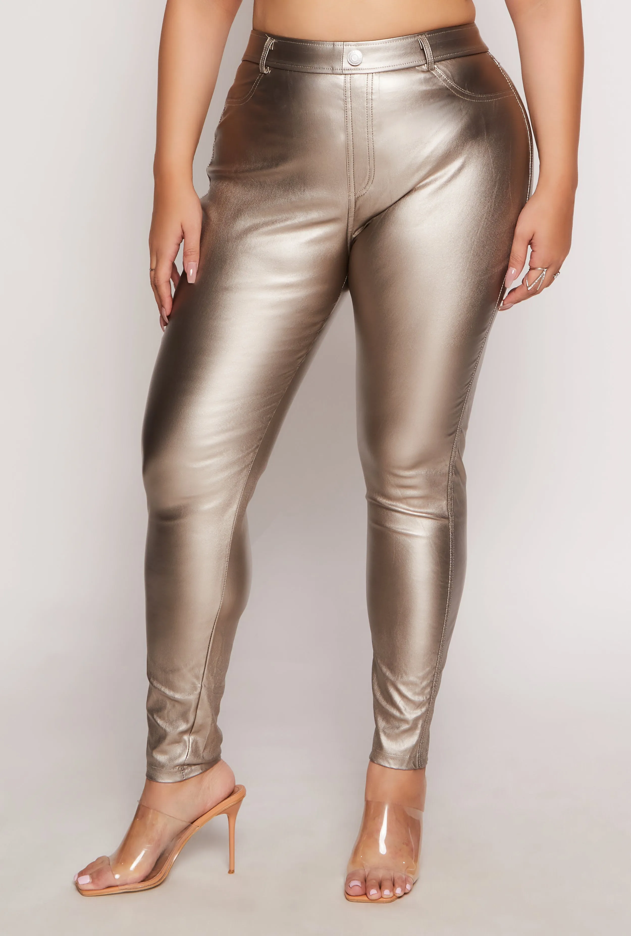 Plus Size Metallic Faux Leather Pull On Pants sold by Rainbow product image thumbnail 2