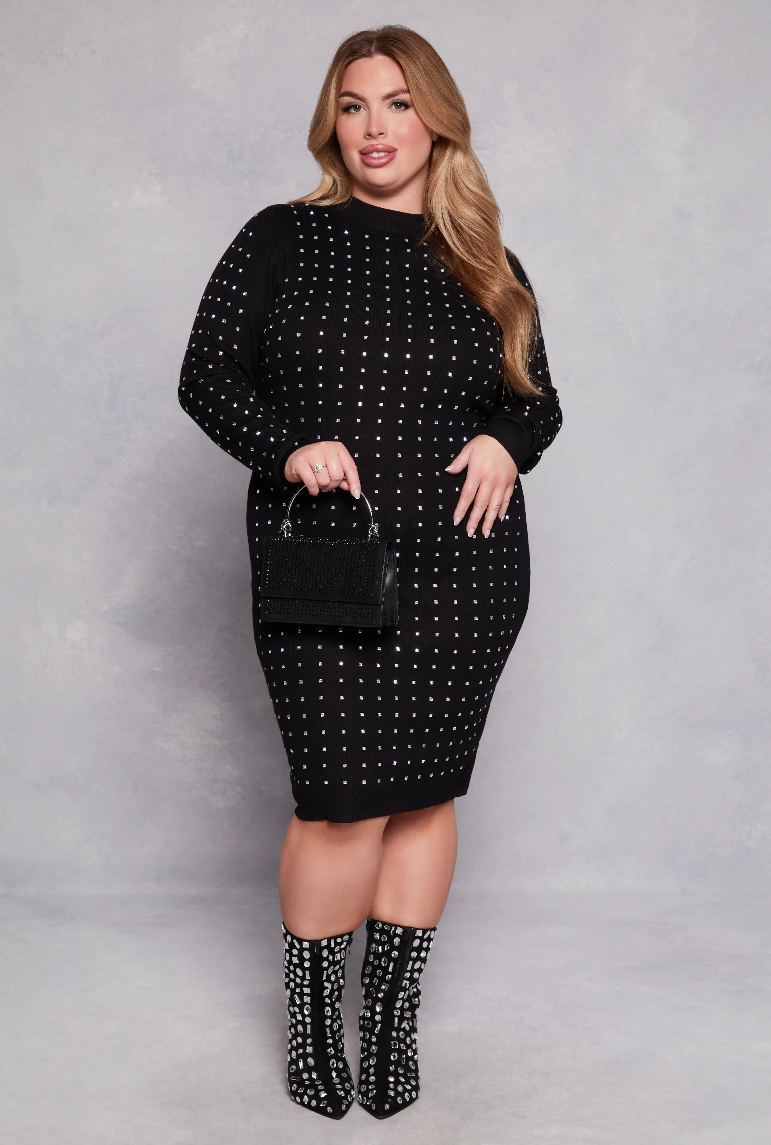 Plus Size Almost Famous Rhinestone Sweater Dress sold by Rainbow product image thumbnail 2