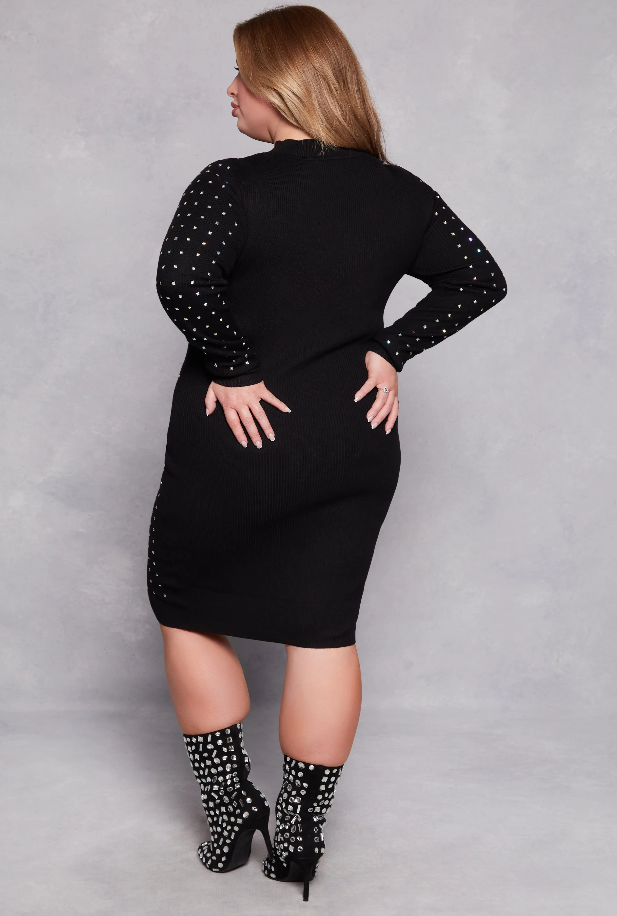 Plus Size Almost Famous Rhinestone Sweater Dress sold by Rainbow product image thumbnail 3