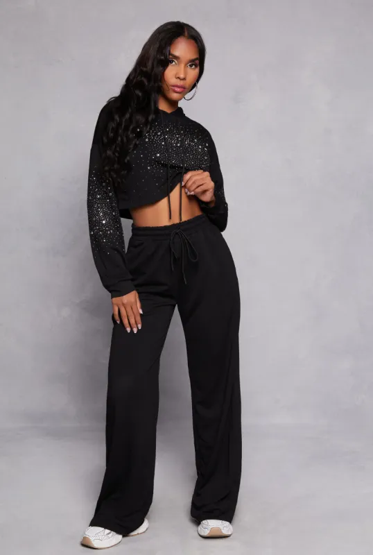 High Waist Drawstring Wide Leg Sweatpants sold by Rainbow