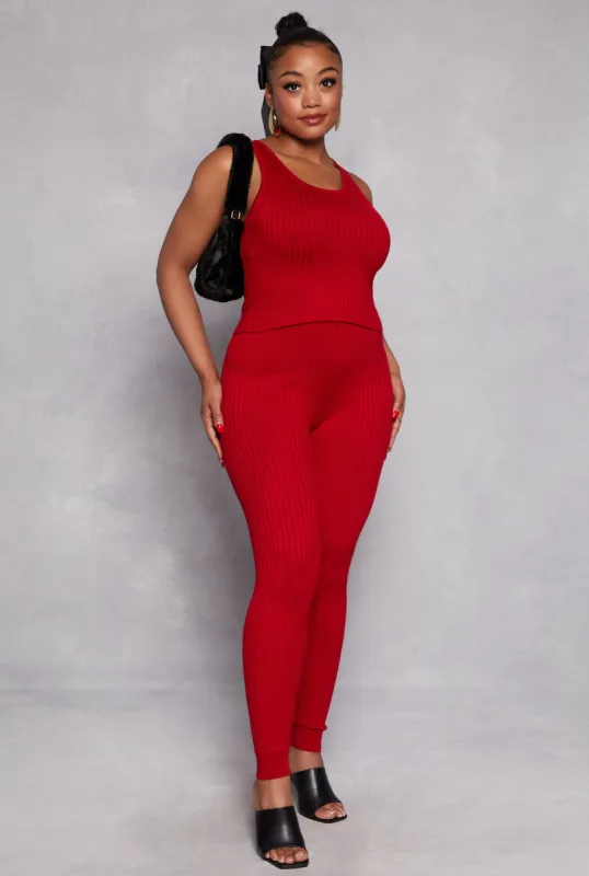 Plus Size Daisy Ribbed Knit Leggings sold by Rainbow