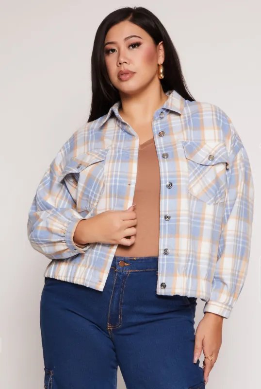 Plus Size Plaid Brushed Knit Flannel Shirt sold by Rainbow