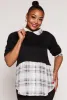 Plus Size Plaid Hem Sweater Blouse sold by Rainbow