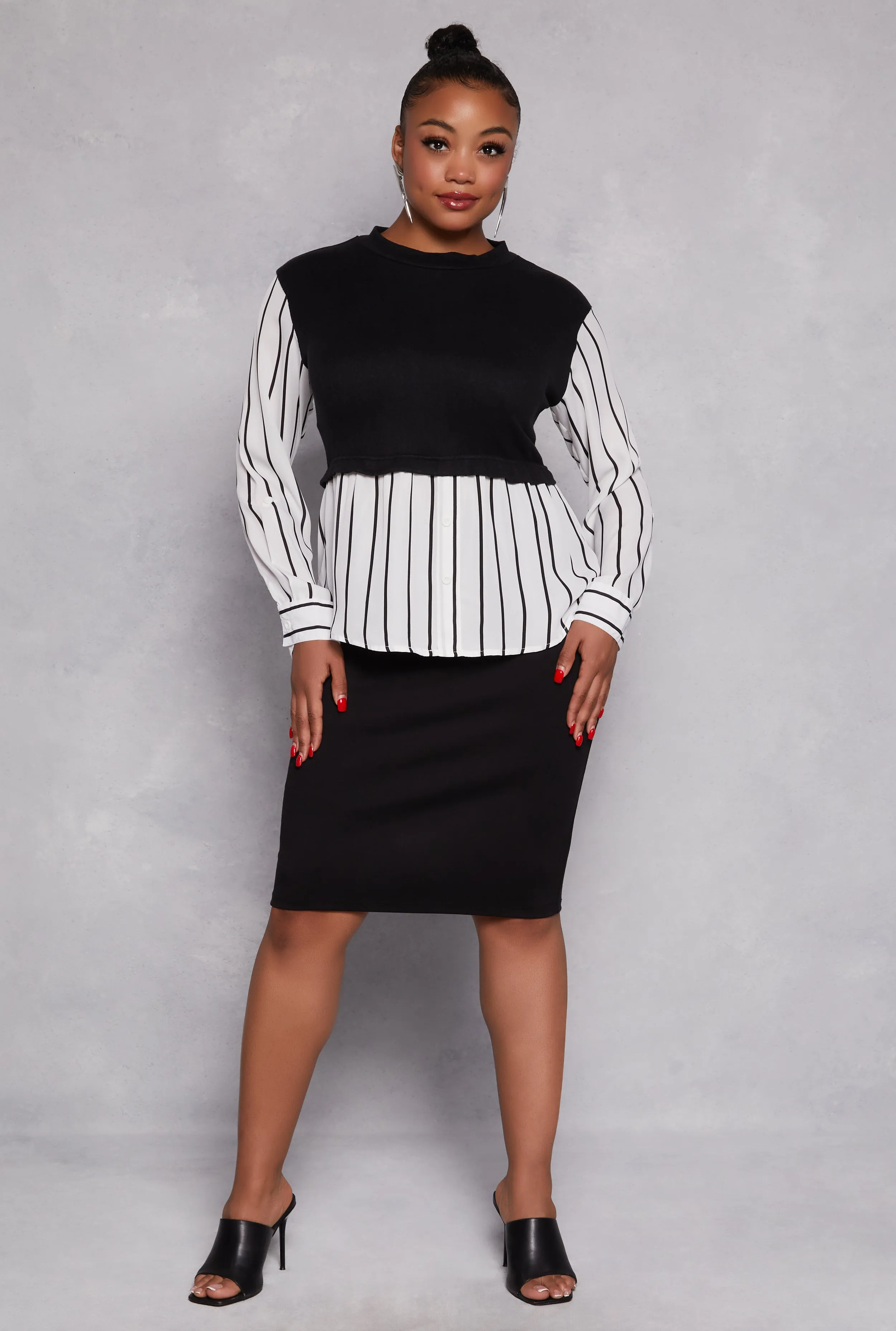 Plus Size Striped Sweater Vest Blouse sold by Rainbow product image thumbnail 2