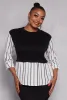 Plus Size Striped Sweater Vest Blouse sold by Rainbow