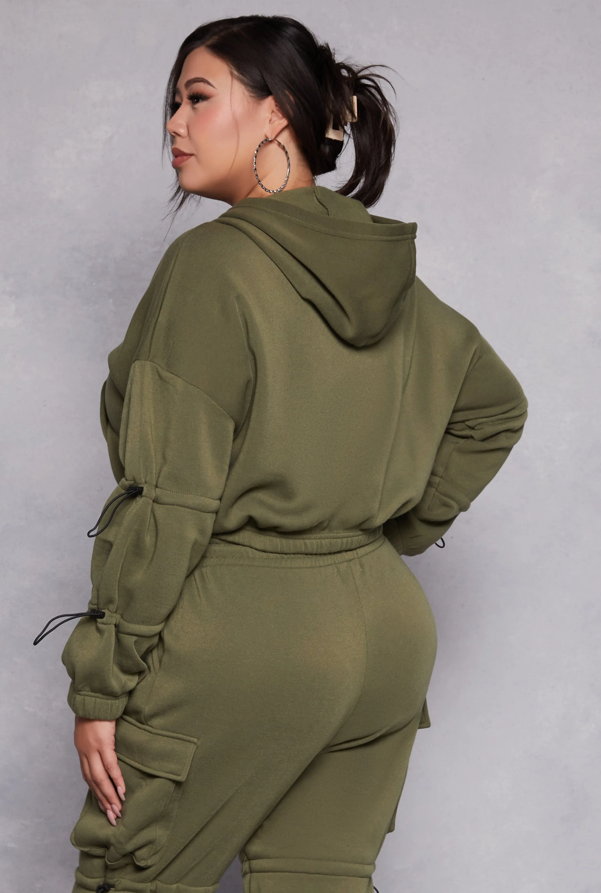 Plus Size Toggle Drawstring Cropped Hoodie sold by Rainbow product image thumbnail 3