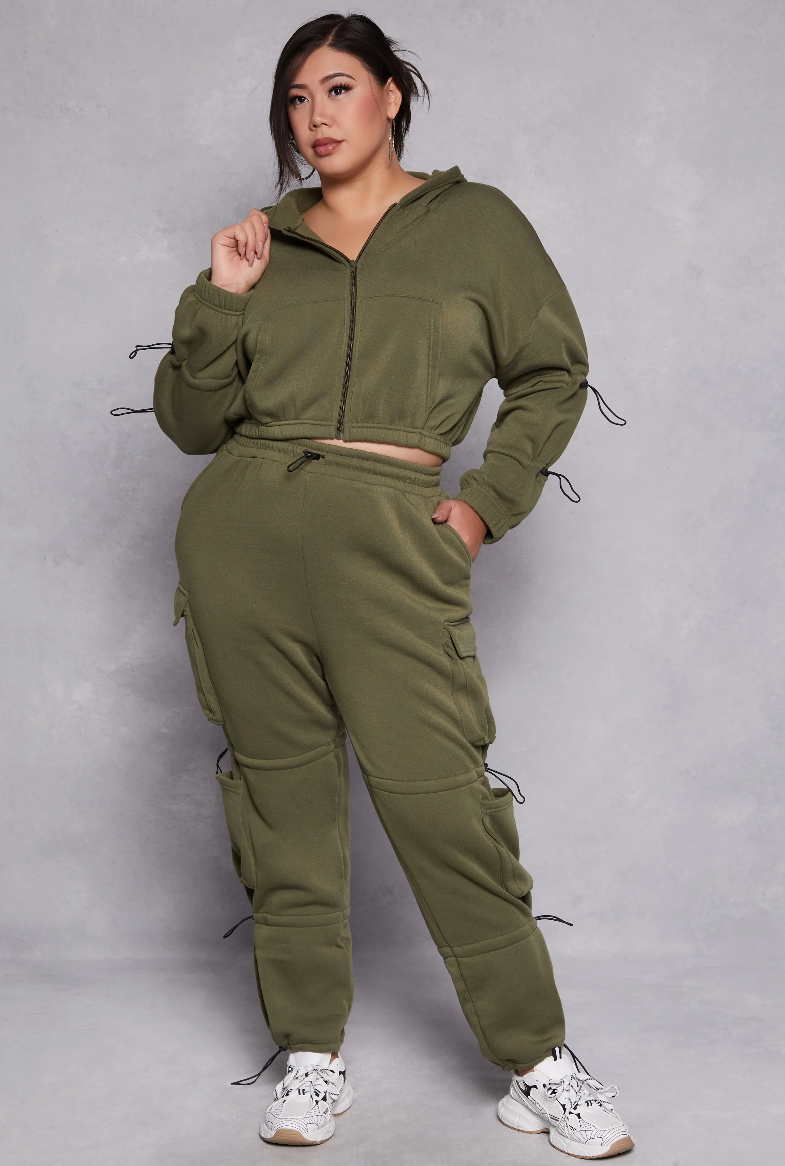 Plus Size Toggle Drawstring Cropped Hoodie sold by Rainbow product image thumbnail 2