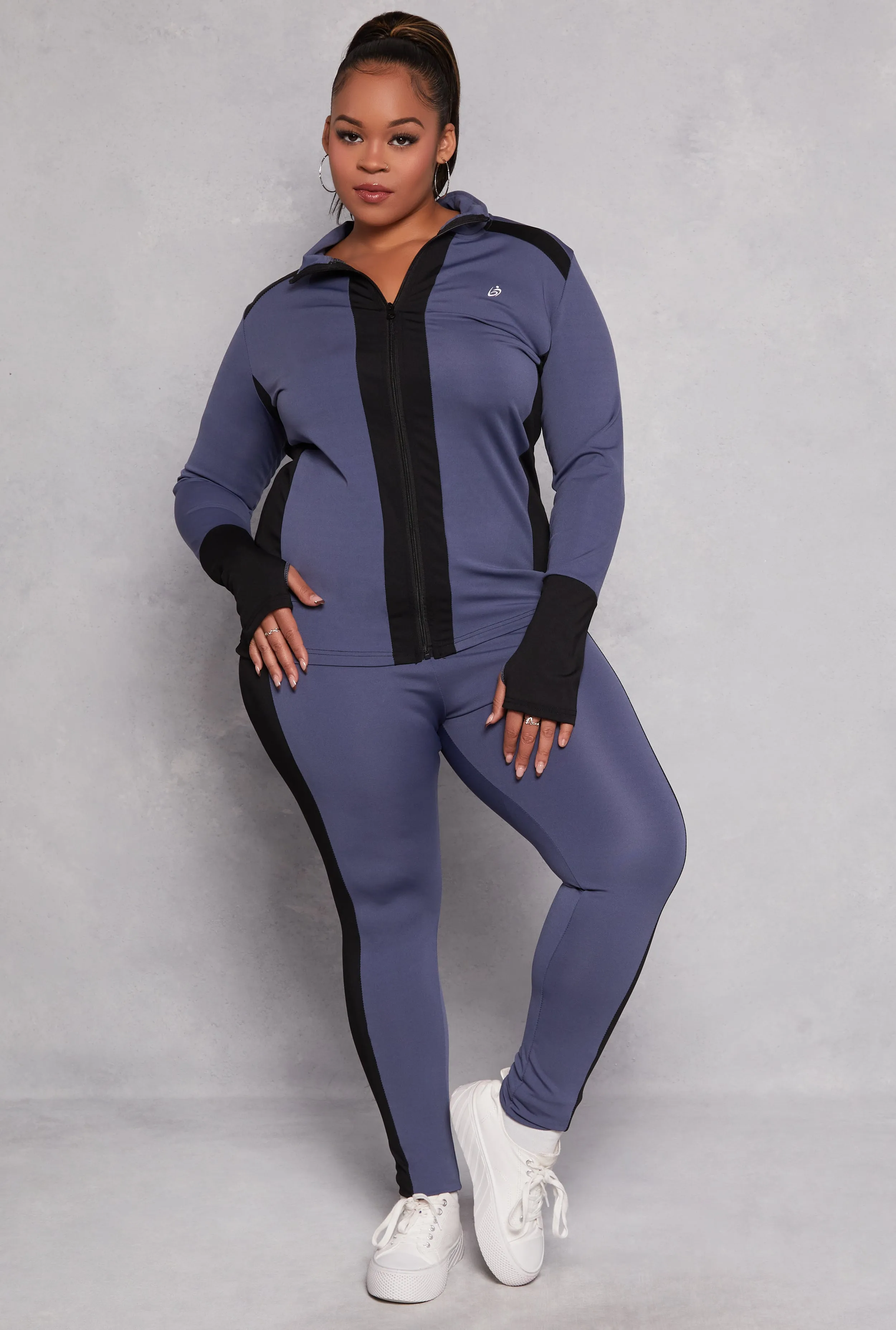 Plus Size Color Blocked Side Striped Leggings sold by Rainbow