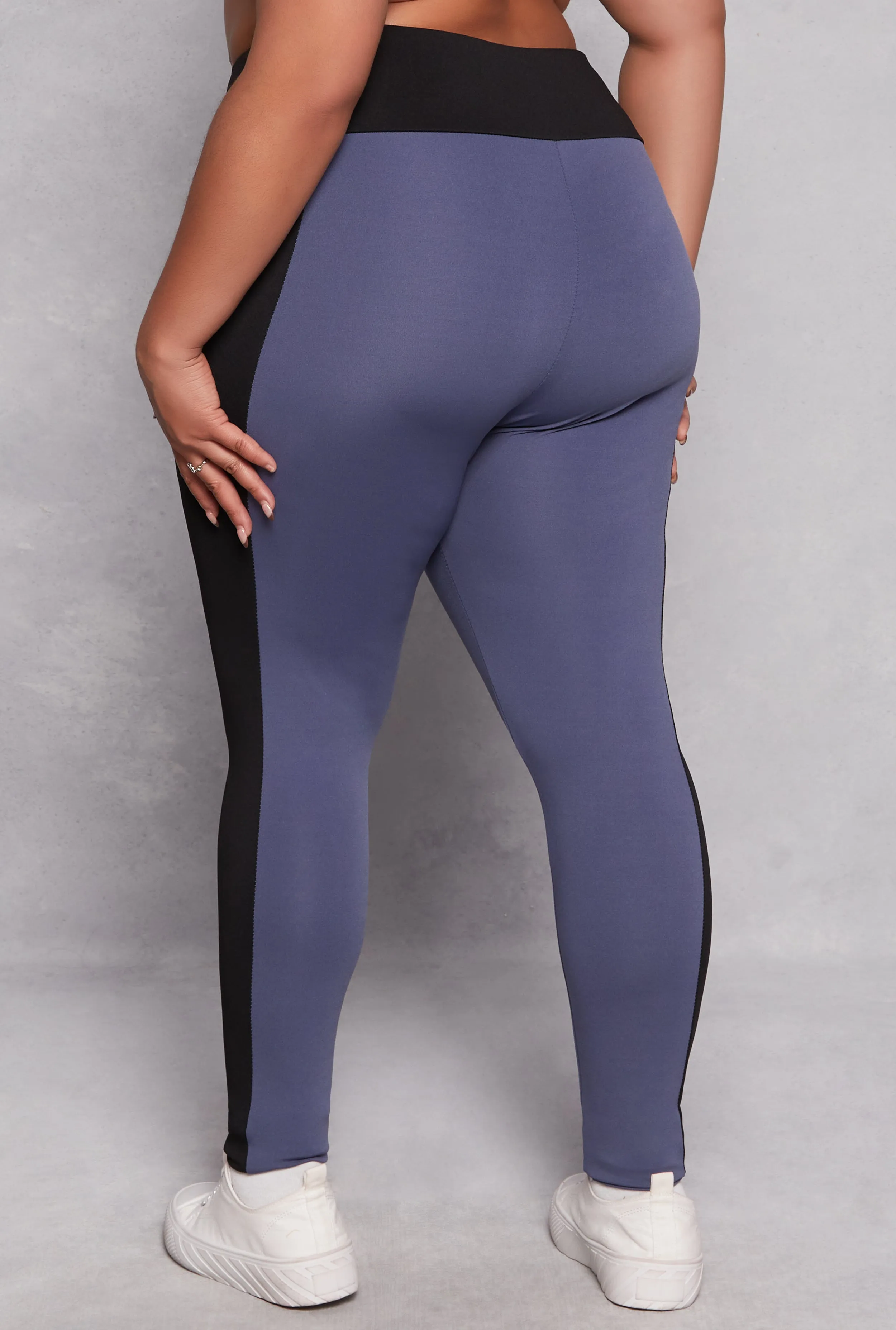 Plus Size Color Blocked Side Striped Leggings sold by Rainbow product image thumbnail 3