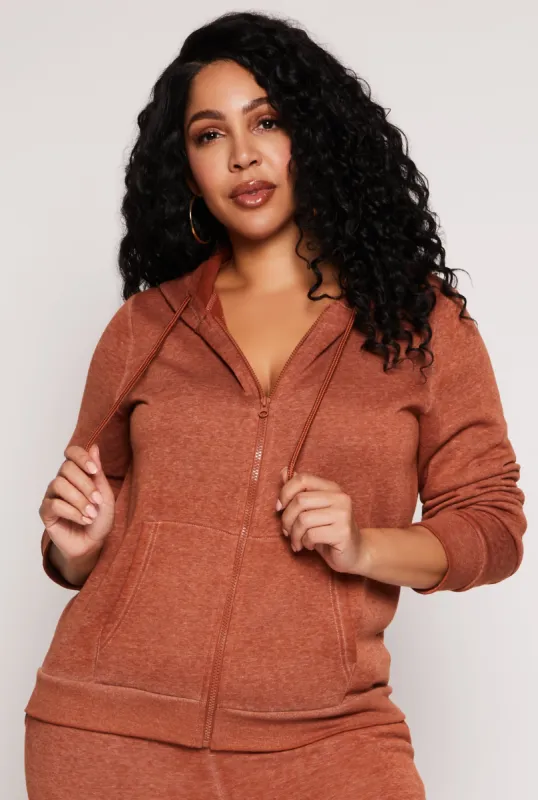 Plus Size Fleece Zip Front Hoodie sold by Rainbow