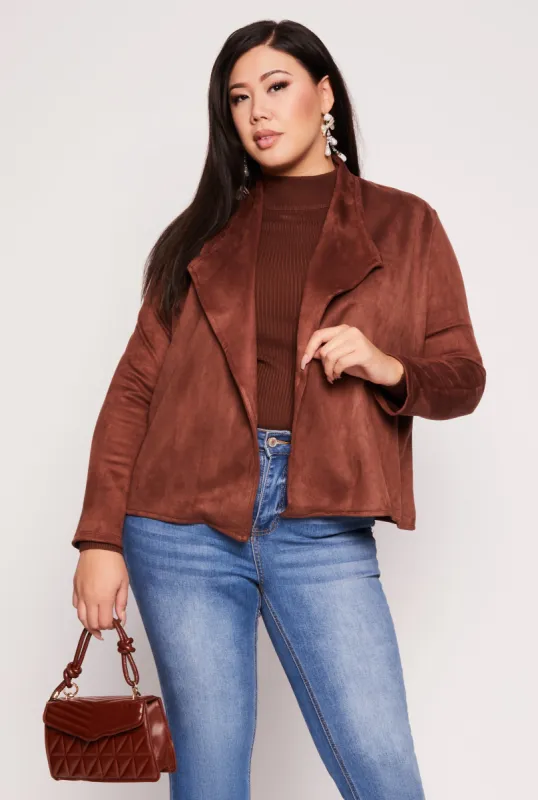 Plus Size Faux Suede Open Front Blazer sold by Rainbow