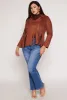 Plus Size Faux Suede Fringe Hem Moto Jacket sold by Rainbow