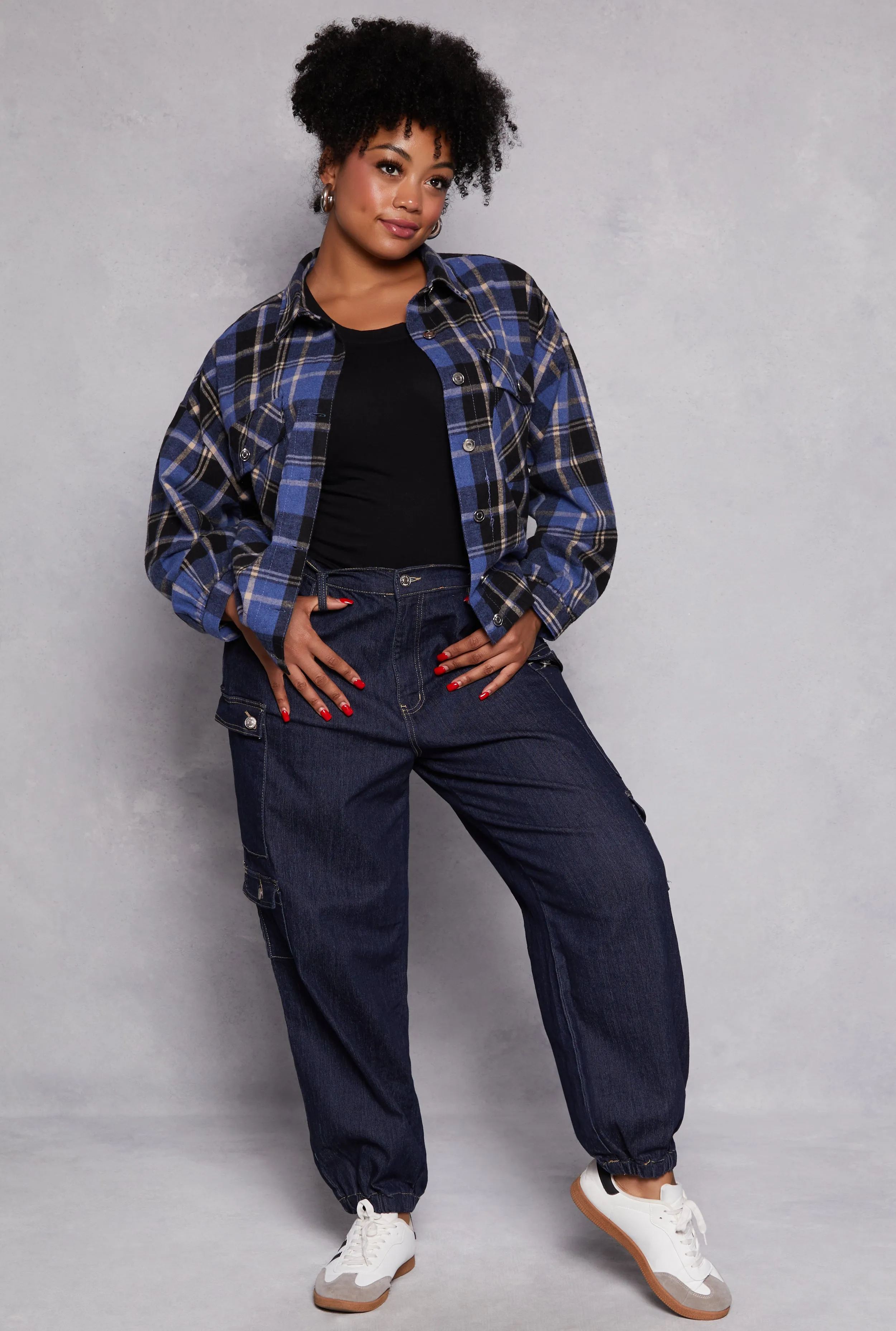 Plus Size Plaid Brushed Knit Flannel Shirt sold by Rainbow product image thumbnail 2