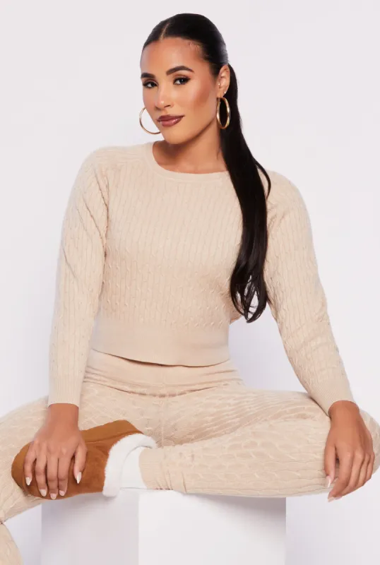 Daisy Cable Knit Cropped Sweater sold by Rainbow