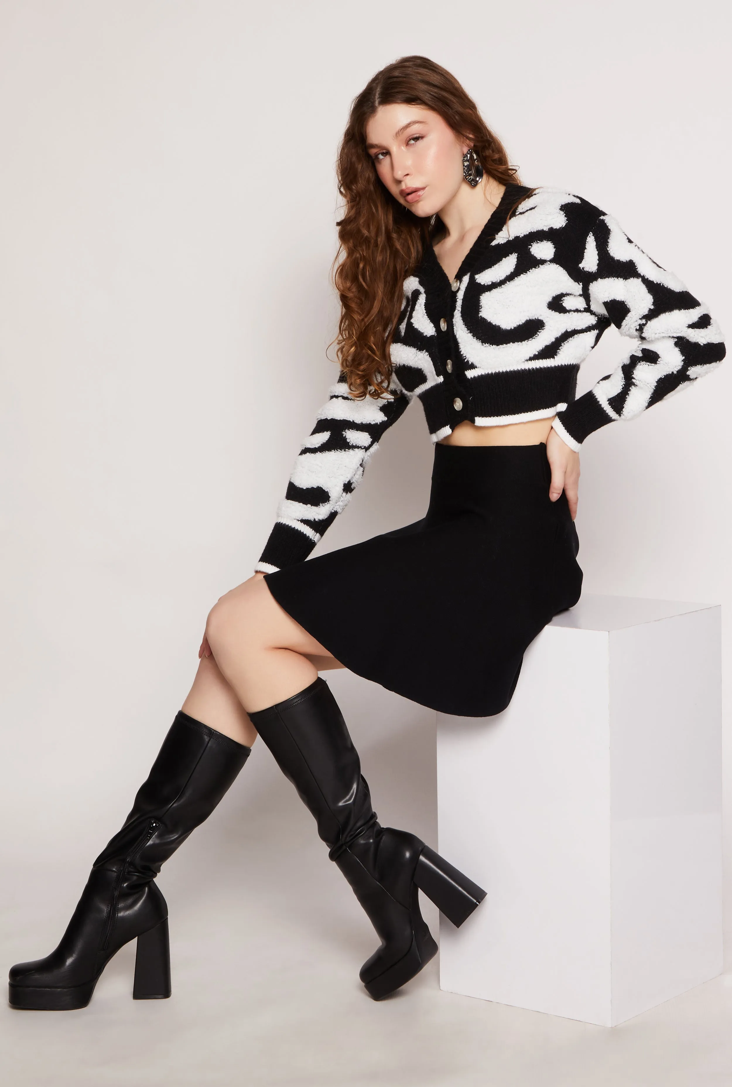 Pull On High Waisted Skater Skirt sold by Rainbow